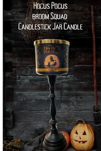 BROOM SQUAD DISNEY Hocus Pocus Goose Creek Large Soy Jar w Candlestick SOLD OUT - Picture 1 of 3