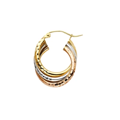  14K Tri Color Gold 5mm Crossover Hoop Earrings - Image 1 of 4