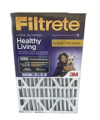 2-Pack 3M Filtrete 1550 16x25x4 Ultra Allergen Furnace Filters NEW FREE SHIPPING - Image 1 of 4