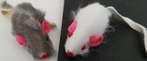 Kitten Cat Kitty Real Fur Toy Mice 1/Pk Select: White or Gray - Picture 1 of 3