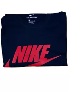 Nike Men's Sportswear T-Shirt Active Short Sleeve Graphic Tee Black/Red Logo - Picture 1 of 2