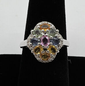 Colleen Lopez 1.96ctw Multi Sapphire and White Topaz Sterling Ring Size 9 NWT
