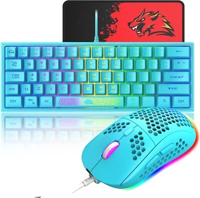 60% Gaming Keyboard and Mouse Combo Samll Mini RGB Backlit Mechanical Feeling - Image 1 of 4