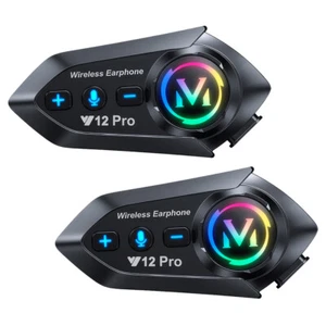 2X Bluetooth Motorcycle Helmet Intercom 500m 2-Way Rider Live Intercom Headset - Picture 1 of 21