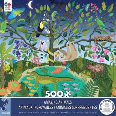 Ceaco Jigsaw Puzzle;  Amazing Animals;  art by Darlene Seale;  500 pcs; 2415-1 - Image 1 of 2