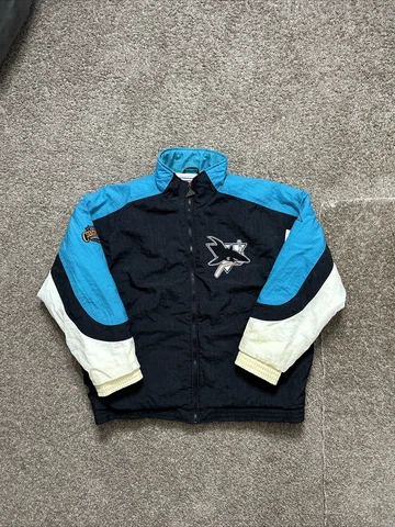 Vintage 1990s San Jose Sharks Apex One Jacket Size Large NHL Clarence Campbell Cover