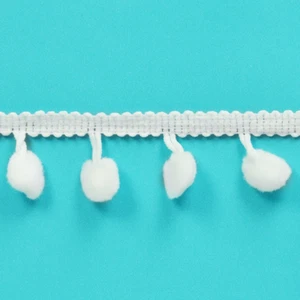 Expo 5 Yards 3/8" Bommel Fransenborte Bommeln Ball WEISS  - Bild 1 von 2