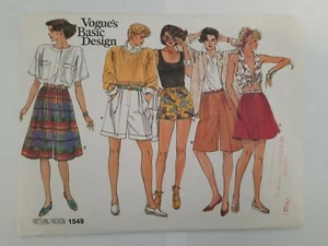 Pantalones Cortos Vogue Diseño Básico 1549 Vintage Años 80 ~ Misses 4 Versiones ~ Talla 10 - Imagen 1 de 9