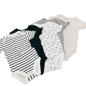 5 PACK Hanes Ultimate Baby Flexy Short Sleeve Bodysuits 12-18 M Multicolor - Picture 1 of 6