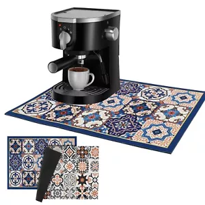 Coffee Mat Hide Stain Coffee Bar Mat for Countertop, Absorbent Rubber Backed ... - Picture 1 of 7