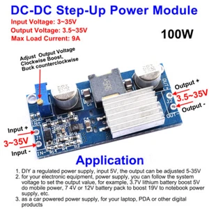 DC-DC 100W 3V 5V 12V 24V to 3.5-35V Boost Step-up Converter Module Power Supply - Picture 1 of 6