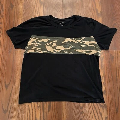 Arizona Jeans Co Para Hombres XL Negra Manga Corta Cuello Redondo Camiseta Grande Camuflada Rayas Foto 1 de 4