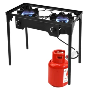 150000BTU Portable Propane Double Burner Outdoor Camping Cooking Stove BBQ Grill - Picture 1 of 11