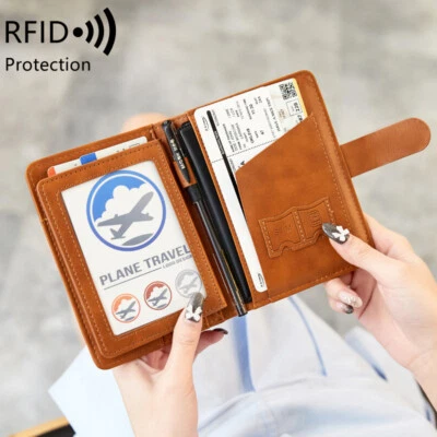 Passport Holder RFID Blocking Travel Leather Cover Case Travel ID Holder Wallet - Image 1 of 4