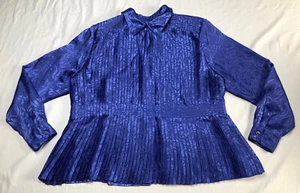 Young Attitudes Women's Blue Blouse Thin Shirt Top Size 16 Soft Vintage 50s - Picture 1 of 13