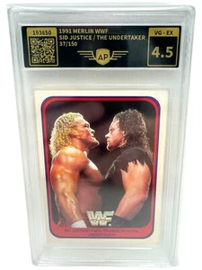 UNDERTAKER & SID - WWF WWE Merlin Card 1991 AP graded no PSA INKgrafix Toys A241 - Picture 1 of 5