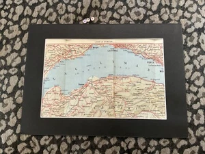 Antique map of SWITZERLAND lithograph Cartography , LAKE GENEVA c1912 Rare - Picture 1 of 4
