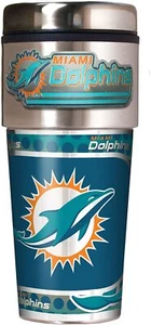 Miami Dolphins Metallic Travel Tumbler Stainless Steel 16oz - Picture 1 of 2