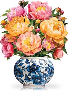 Paper Pop-Up Flower Card, Peony, Forever Flowers Bouquet 3D Popup Greeting Cards - Picture 1 of 12