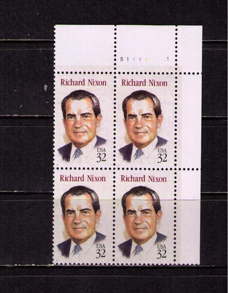 US USA Sc# 2955 MNH FVF PL# BLOCK Richard M Nixon 37th President California - Image 1 of 1