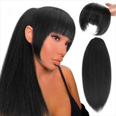 Clip in Bangs Drawstring Puff Ponytail Short Kinky Straight Bangs  Daily - Bild 1 von 4