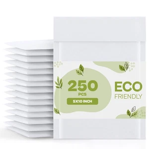 250 Pcs #00 5x10 White Kraft Paper Bubble Bags Padded Envelopes Shipping Mailers - Picture 1 of 6