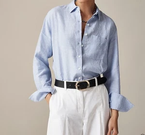 J. Crew Baird McNutt Garcon Classic Fit Irish Linen Shirt Blue Size 10 NEW NWT - Picture 1 of 8