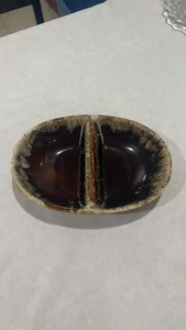 Vtg Canonsburg Carefree Ironstone Brown Drip 10” Oval Divided Bowl EUC - Picture 1 of 5