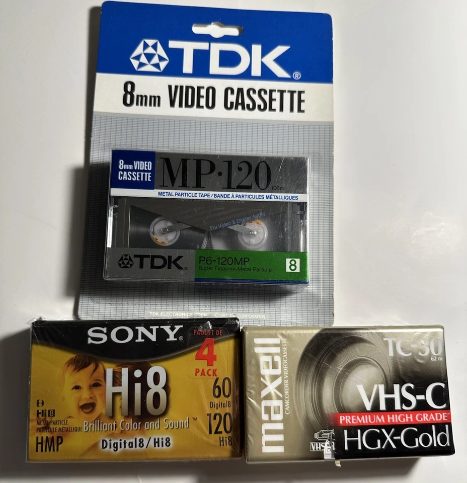 Lote de filme para filmadora Sony Hi8 TDK Mp-120 Maxwell Tc-30 VHS-C lacrado com falhas! - Imagem 1 de 4