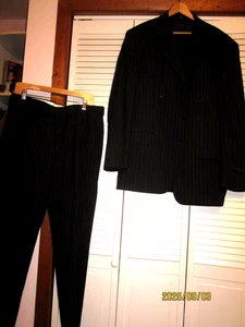 Mens DALCOS 100% wool suit NEW with tags Black pin stripe 42R 38 waist UNHEMMED - Picture 1 of 7