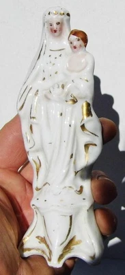 Antiguo siglo XVIII/XIX. Figura Madonna Madre e Hijo Francesa Porcelana de París 6 pulgadas Foto 1 de 4