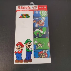 Nintendo Super Mario Bros 5 Pack Briefs Boys Character Underwear Size 4 NEW  - Picture 1 of 4
