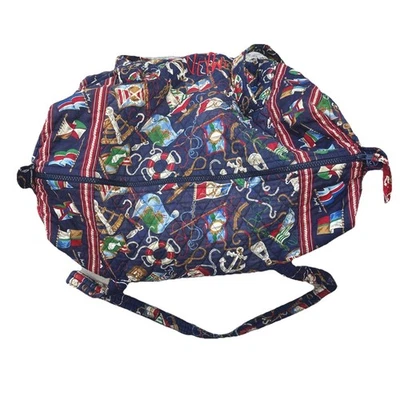 "Bolso de Lona Vera Bradley Designs Retirado De Colección Azul Regata con Monograma MPD 18""" Foto 1 de 4