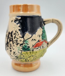Miniature German-Style Beer Stein Mug – Hand-Painted Alpine Scene – No Lid - Picture 1 of 6