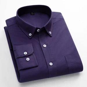 Camicie uomo eleganti Oxford formali business maniche lunghe non ferro camicie casual top - Foto 1 di 20