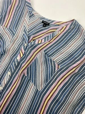 TORRID Plus Size 4 Short Sleeve Shirt Button Up Multi Color Striped Top Blouse Foto 1 de 4