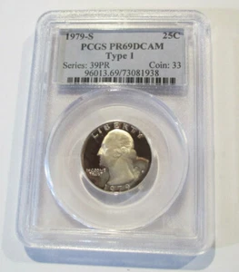 1979-S 25C PCGS PR69DCAM Type 1 Quarter Proof PCGS Cerified #96013.69/73081938 - Bild 1 von 2