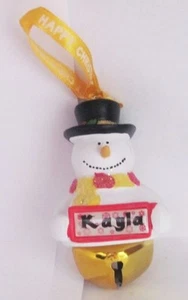 25368 KAYLA NAME FROSTY SNOWMAN COLOUR BELL CHRISTMAS TREE DECORATION GIFT - Picture 1 of 6