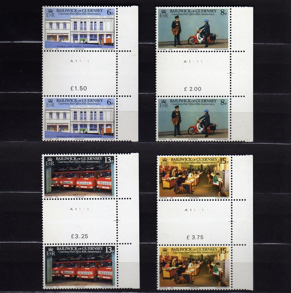 GUERNSEY #195-198 MNH 10th ANNIV. GUERNSEY POST OFFICE (CHRISTMAS ISSUE)  - Image 1 of 1