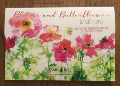 20 Leanin Tree Greeting Box Cards Set BLOOMS & BUTTERFLIES, Lots of Flowers - Image 1 of 4