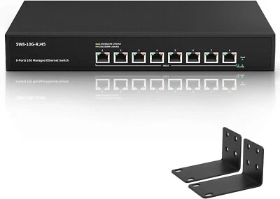 8 Port 10Gb RJ45 Web Managed Ethernet Network Switch w/8x10 Gigabit Base-T Port - Image 1 of 4