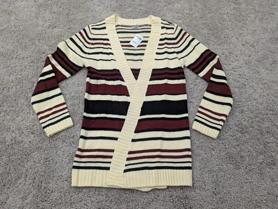 Cárdigan Charlotte Russe para mujer pequeño frente abierto suéter a rayas beige Foto 1 de 4