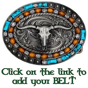 Longhorn Buffalo Metal Belt Buckle Biker UK Bull USA Cowboy Western turquoise - Picture 1 of 3