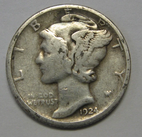 1924-D Mercury Head Silver Dime in Lower Grade Ideal For Beginning Collectors Cover