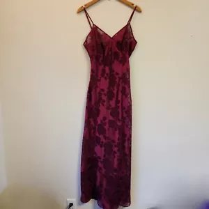 Victoria’s Secret Gold Label Long Burgundy and Purple Lace Babydoll Slip Maxi M - Picture 1 of 22