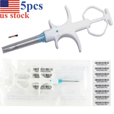 ISENVO 5Pcs 2.12x12mm Animal RFID Microchip Horse Dog Injection Bioglass Chip ID Tag