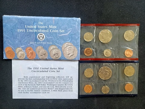 United States Mint 1991 Uncirculated Coin Set with D and P Mint Marks Sealed New Cover