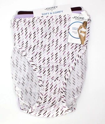 NWT set/3 JOCKEY 2071 supersoft FRENCH CUT soft comfy WHITE dashes WINE LILAC - Image 1 of 4