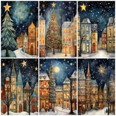 DAZZLING ACE DESIGNS STARRY CHRISTMAS TOWN Tarjetería Tarjetas Toppers Álbum de Recortes Etiquetas Papel Artesanía