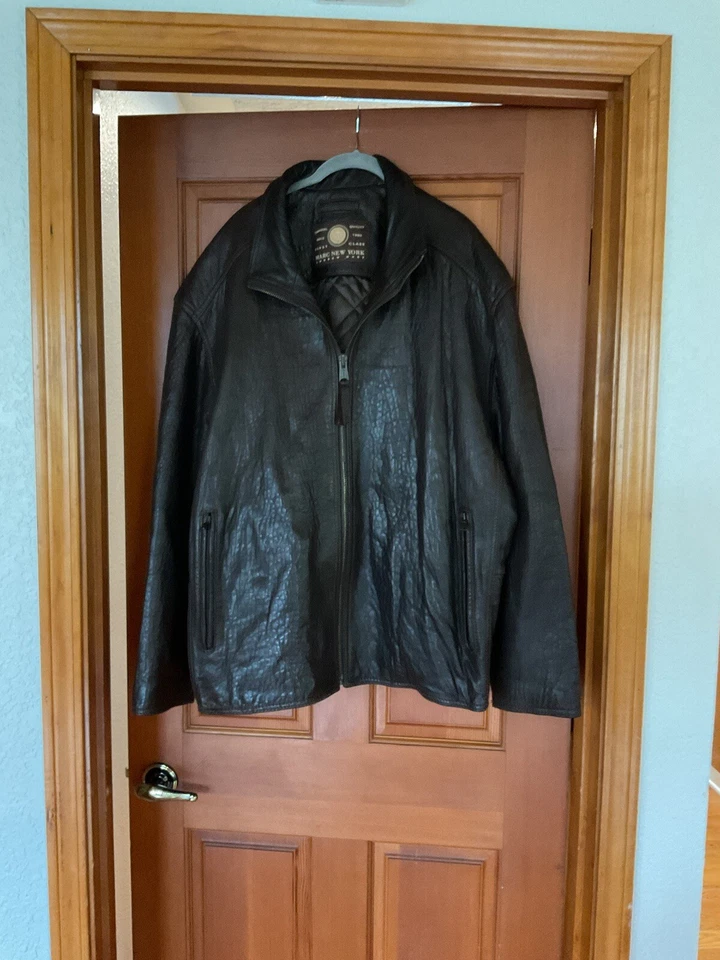 Marc New York Andrew Marc Deep Chocolate Leather  And Wool Jacket XXL Vintage - Image 1 of 4